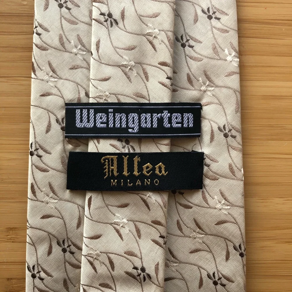 Altea Milano Silk Tie In Cream/Tan